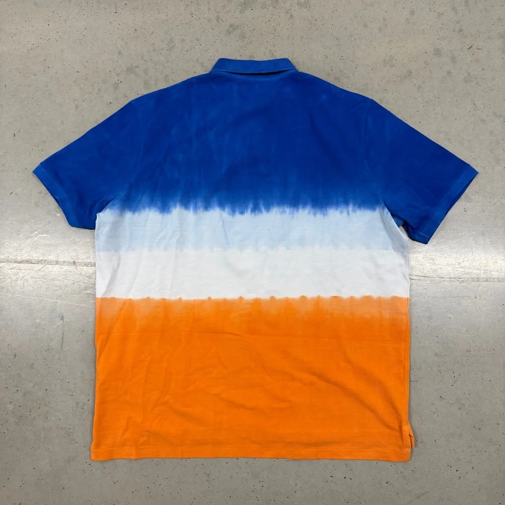 Polo by Ralph Lauren Blue, White, and Orange Men's Polo Shirt - Picture 3 of 3